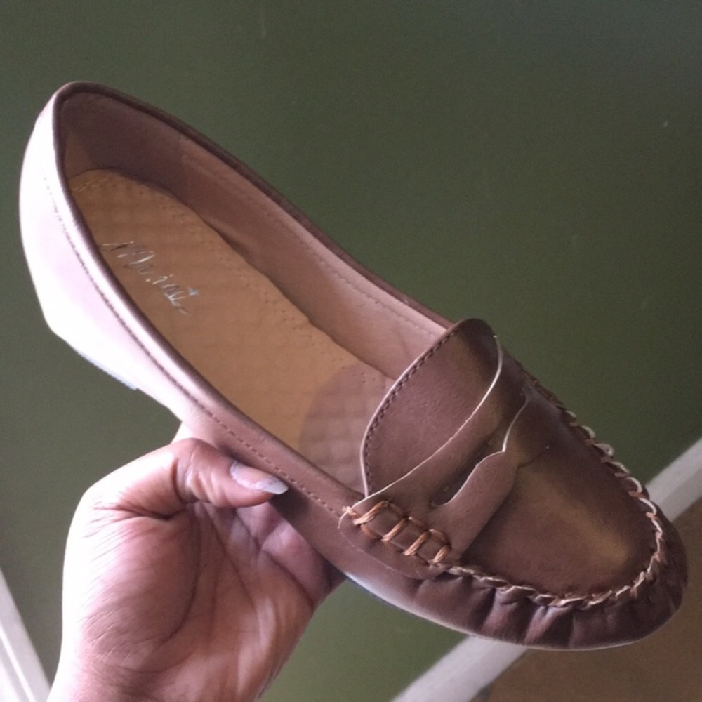 Brown Faux Leather Loafers